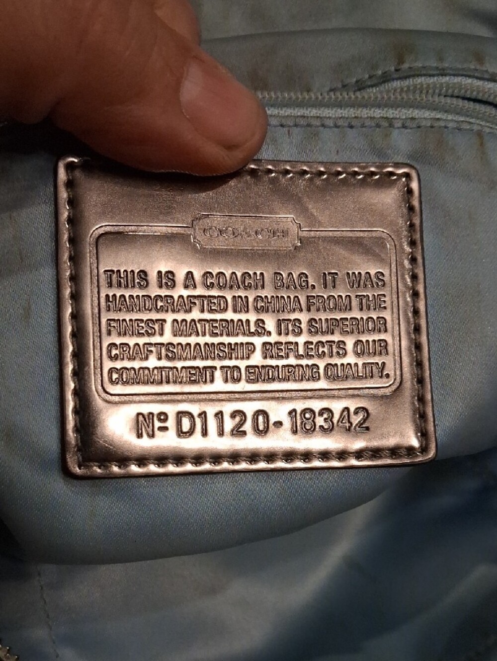 Coach Poppy 18342 Pop C Metallic Graffiti Glam Tote Bag Khaki/Silver Flawed - Picture 2 of 8